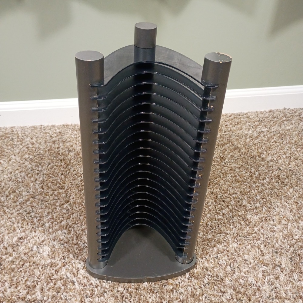 VTG Y2K Atlantic CD Tower 20 Disc Holder Organizer Storage Black Silver Read Des